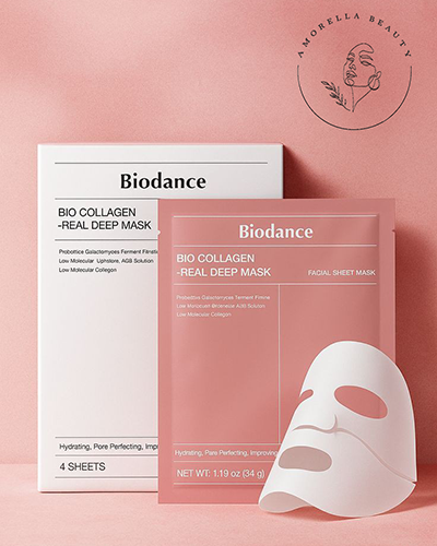 Biodance Bio-Collagen Real Deep Mask (4 Sheets), ماسک ورقهای جوانساز و آبرسان بایودنس مدل بیو کلاژن (4 عددی)